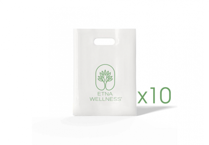 10 pz Buste con logo Etna Wellness 25x12x40